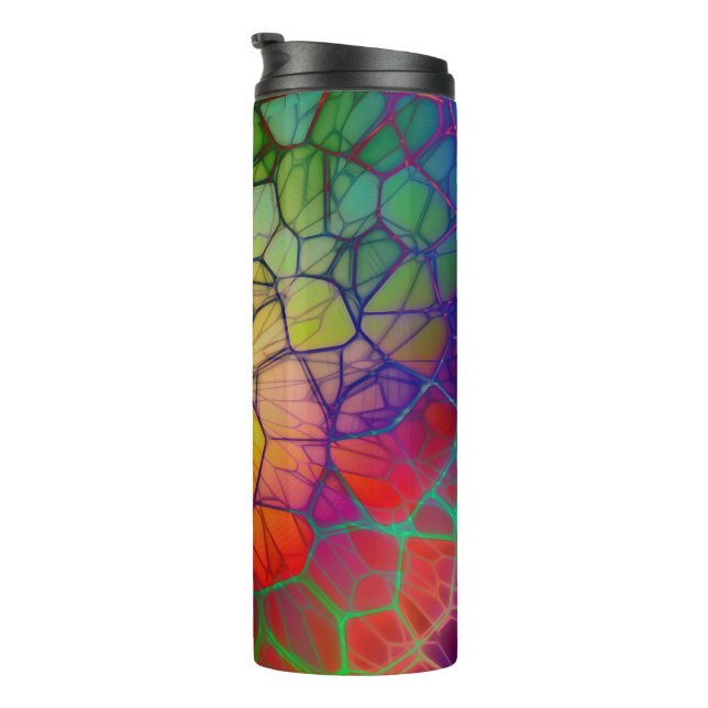 Rainbow Mosaic Stained Glass Look Thermal Tumbler (Rotated Right)