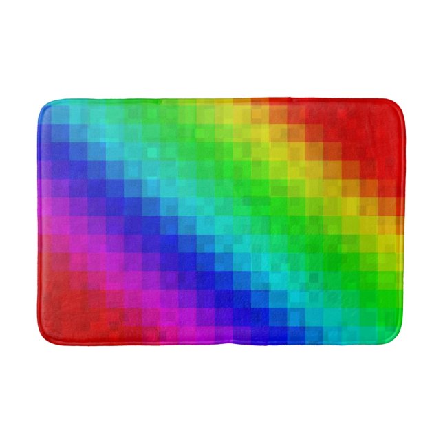 Rainbow Mosaic Tiles Pattern, Bath Mat (Front)