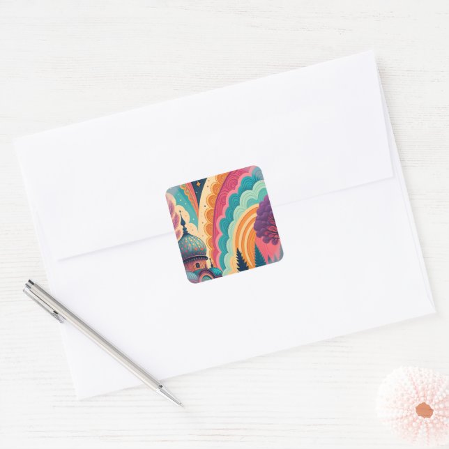 Rainbow Mosque Fantasy Sticker – Customizable (Envelope)