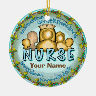 Rainbow motto nurse  ceramic ornament