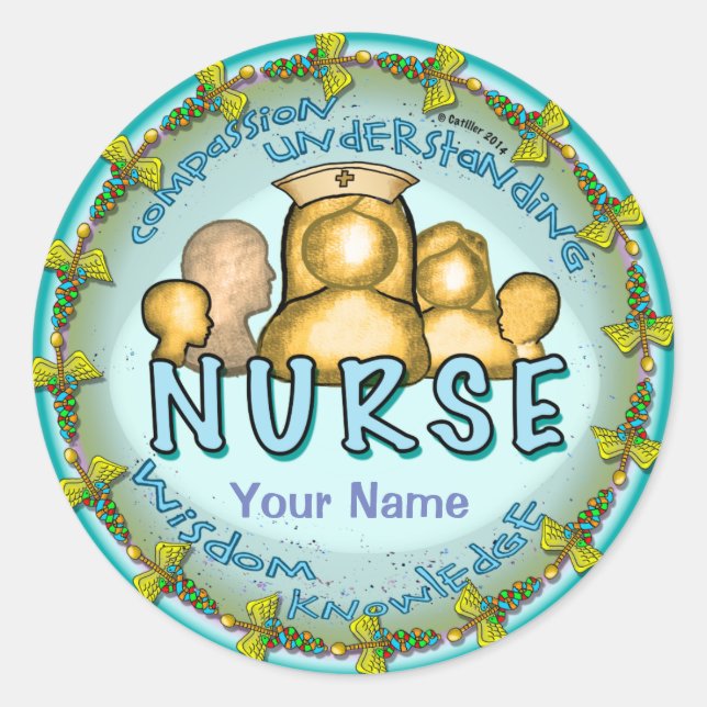 Rainbow motto nurse  classic round sticker (Front)