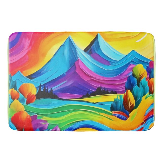Rainbow Mountain Majesty Art Bath Mat (Front)