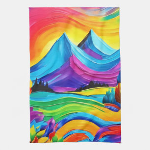 Rainbow Mountain Majesty Art Kitchen Towel