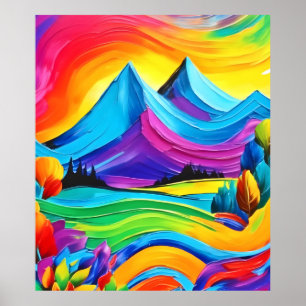 Rainbow Mountain Majesty Art Poster