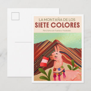 Rainbow Mountain Peru Art Vintage travel Postcard