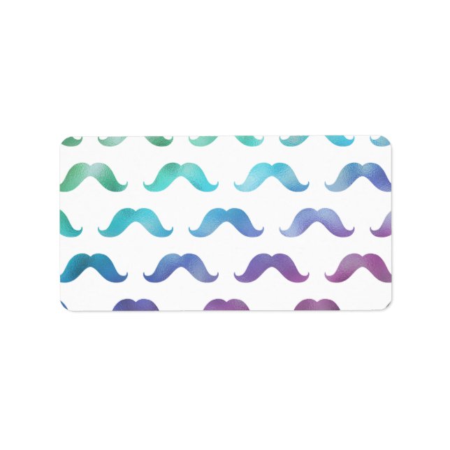 Rainbow Moustache Faux Foil Metallic Moustaches Label (Front)