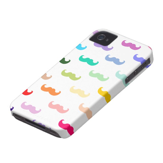 Rainbow Moustache pattern on white Case-Mate iPhone Case (Bottom)