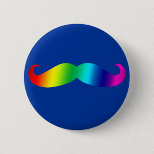 Rainbow Moustache T-shirt 2 Inch Round Button