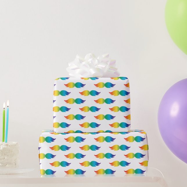Rainbow Moustache Wrapping Paper (Party Gifts)