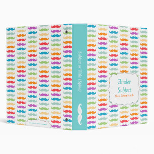 Rainbow Moustaches Binder