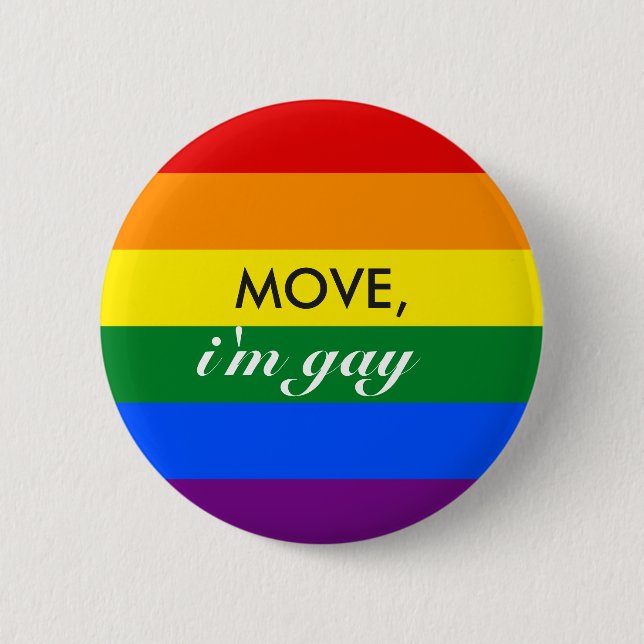 Rainbow MOVE, i'm gay Button (Front)