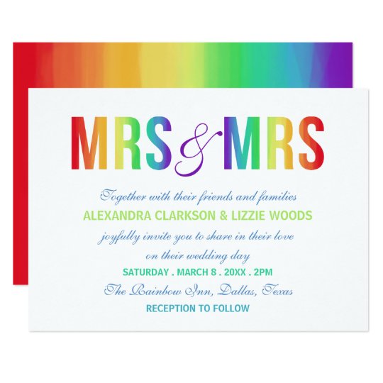 Rainbow Mrs & Mrs | Lesbian Wedding Card