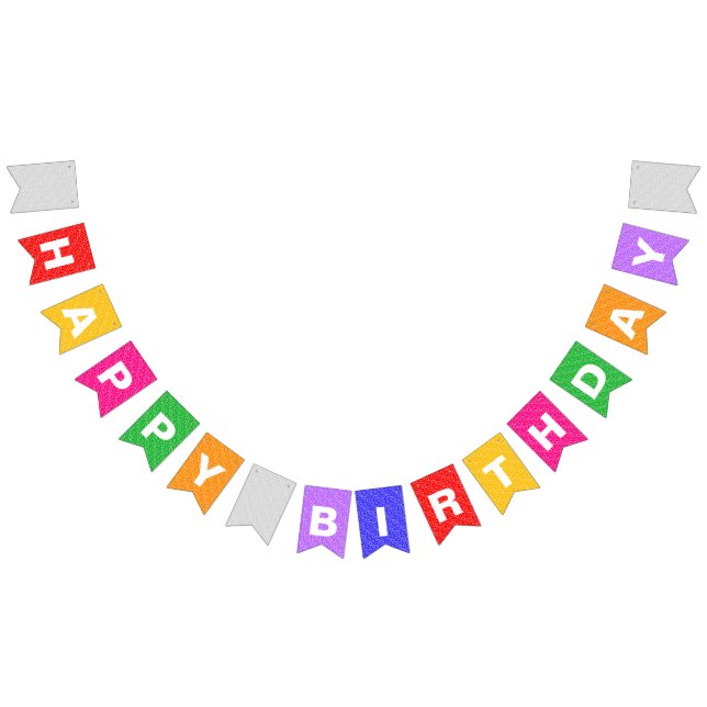 Rainbow Multi Colour Hearts Happy Birthday Bunting Flags (All)