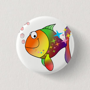 Rainbow multi colour pacific ocean tuna 1 inch round button