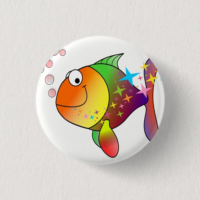 Rainbow multi colour pacific ocean tuna 1 inch round button (Front)