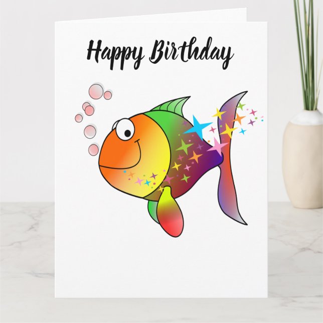 Rainbow multi colour pacific ocean tuna fish card (Front)