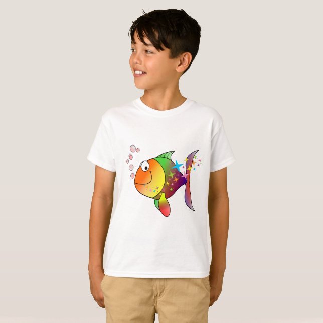 Rainbow multi colour pacific ocean tuna fish T-Shirt (Front Full)