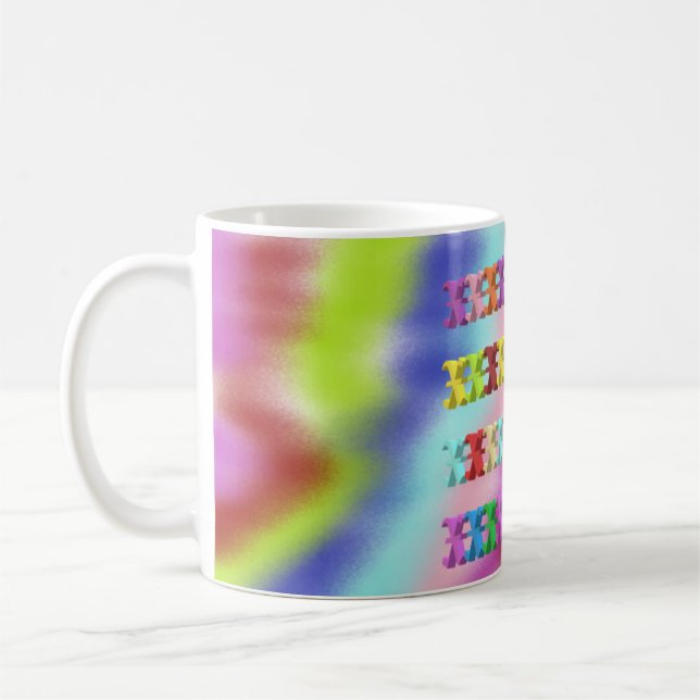 Rainbow multi coloured bright mug (Left)