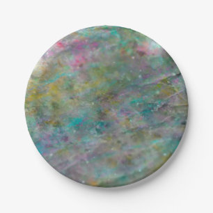 Rainbow Multi Coloured Crystal Rock Marble Paper Plate