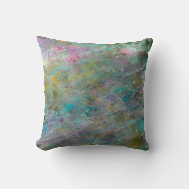 Rainbow Multi Coloured Crystal Rock Marble Throw Pillow (Front)