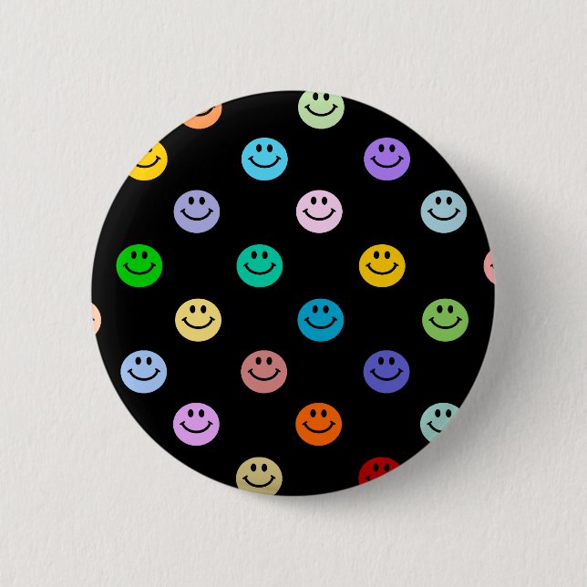 Rainbow Multicolor Face Pattern 2 Inch Round Button (Front)
