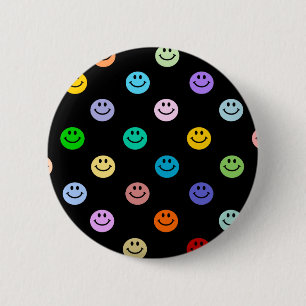 Rainbow Multicolor Face Pattern 2 Inch Round Button