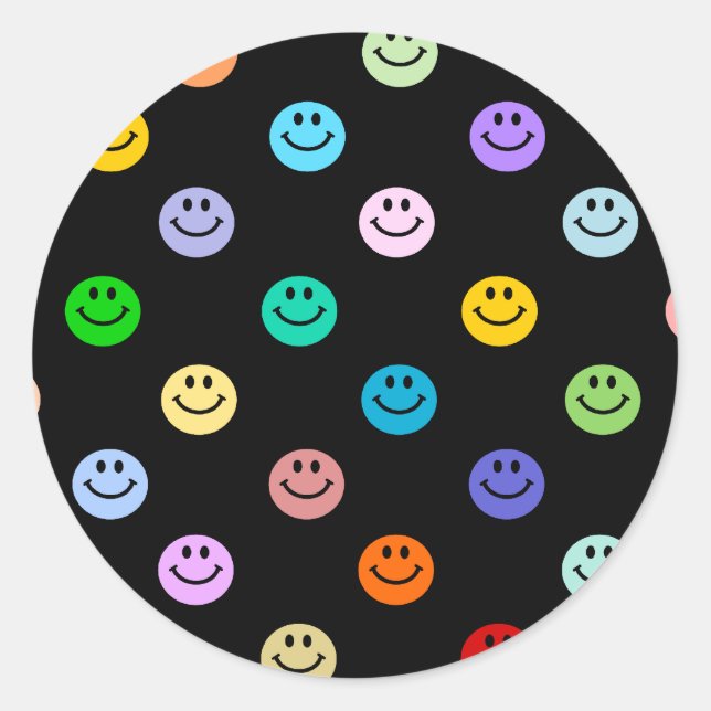Rainbow Multicolor Face Pattern Classic Round Sticker (Front)