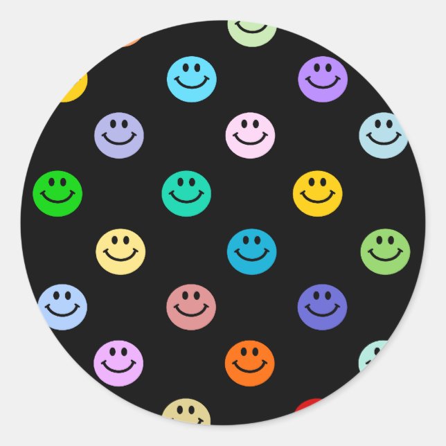Rainbow Multicolor Face Pattern Classic Round Sticker (Front)