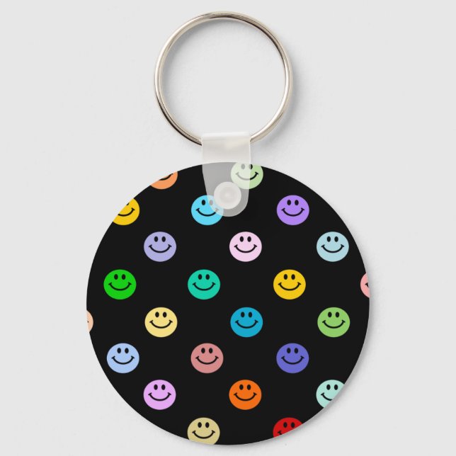 Rainbow Multicolor Face Pattern Keychain (Front)
