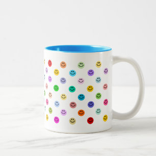 Rainbow Multicolor Face Pattern Two-Tone Coffee Mug