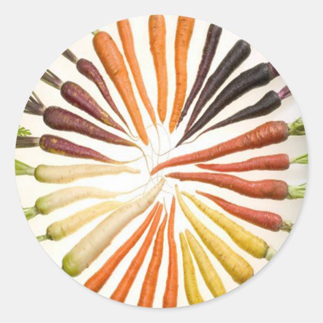 Rainbow Multicolored Carrots Classic Round Sticker (Front)