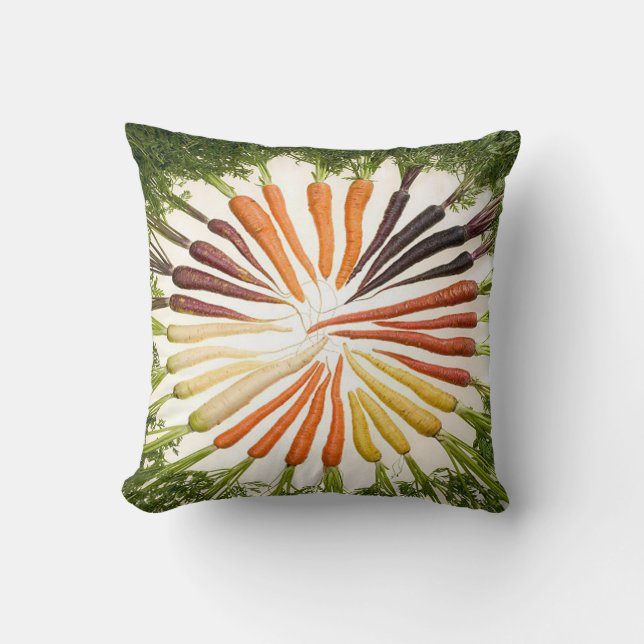 Rainbow Multicolored Carrots Throw Pillow (Front)