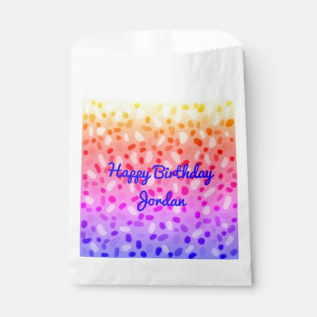 Rainbow Multicolored Festive Personalized Party Favour Bag (Front)