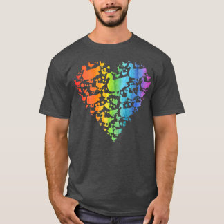Rainbow Muscovy Duck Heart Funny Farmer Bird T-Shirt