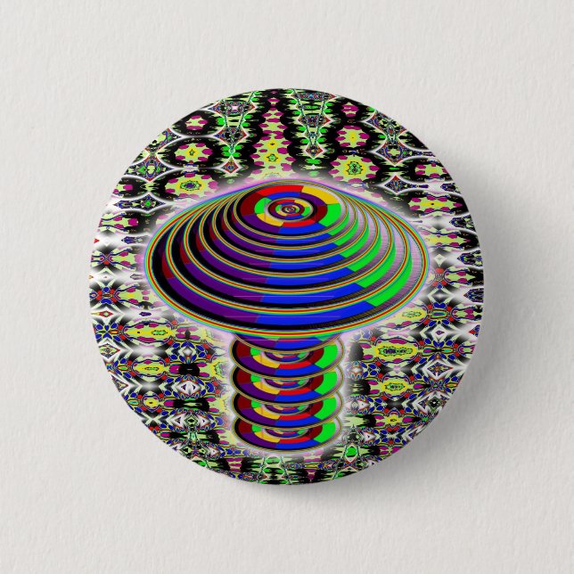 Rainbow Mushroom - Geometric 2 Inch Round Button (Front)