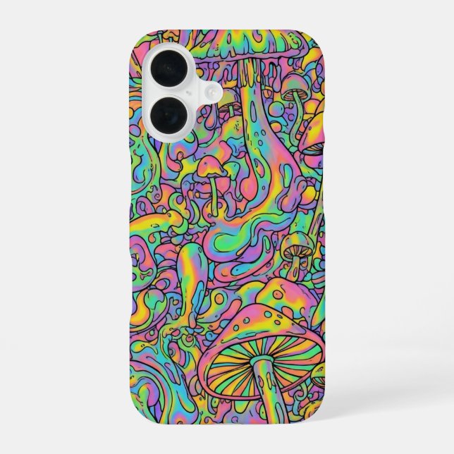  Rainbow mushrooms by Natasha Us   iPhone 16 Case (Back)