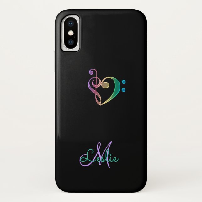 Rainbow Music Clef Heart iPhone X Case (Back)