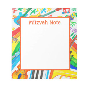 Rainbow Music Girls Boys Mitzvah Notes Bloc-notes