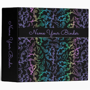Rainbow Music Notes and Clefs Binder