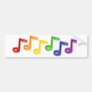 Rainbow Music Notes Bumper Sticker