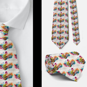 Rainbow Music Notes Musician Music Teacher Tie