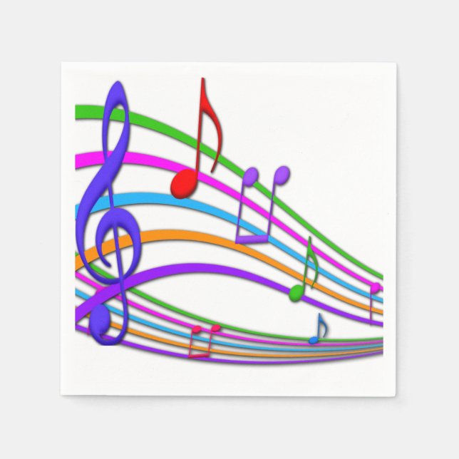 Rainbow Music Notes Napkins (Front)