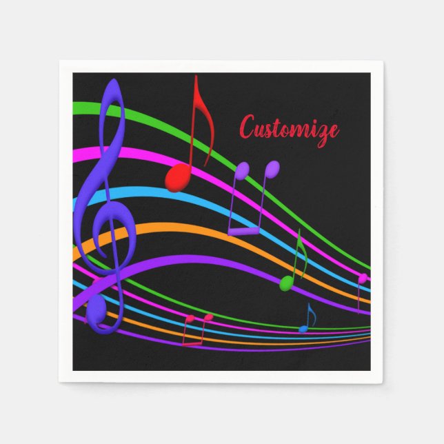 Rainbow Music Notes Napkins (Front)
