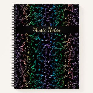 Rainbow Music Notes Personalized Notebook