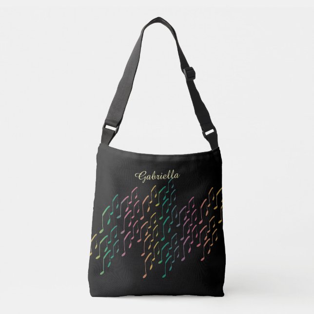 Rainbow Music Notes Personalized Tote Bag (Front)