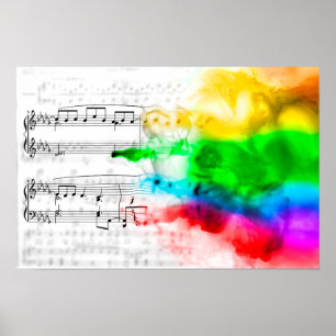 Rainbow Music Notes Poster