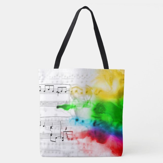 Rainbow Music Notes Tote Bag (Front)