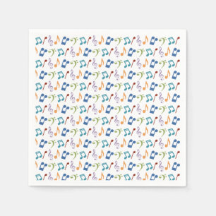 Rainbow Music Notes (White) Napkin