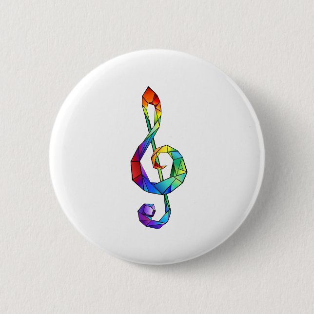 Rainbow Musical Key 2 Inch Round Button (Front)