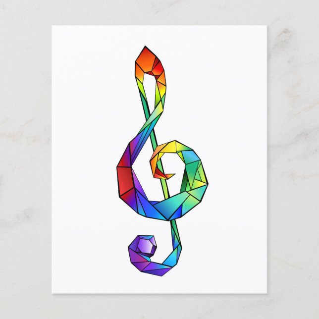 Rainbow musical key treble clef (Front)